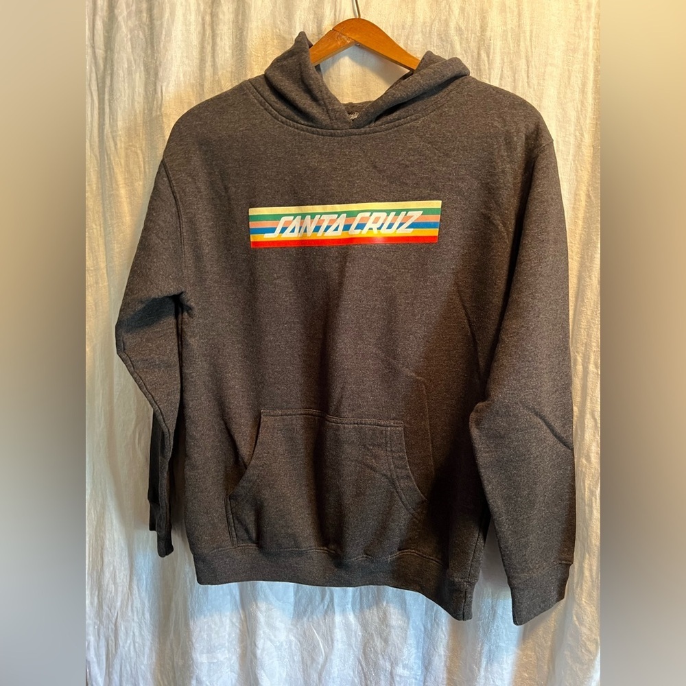 Santa Cruz Rainbow Pride Hoodie. The original. Gray with rainbow print. Size L. - Picture 2 of 7